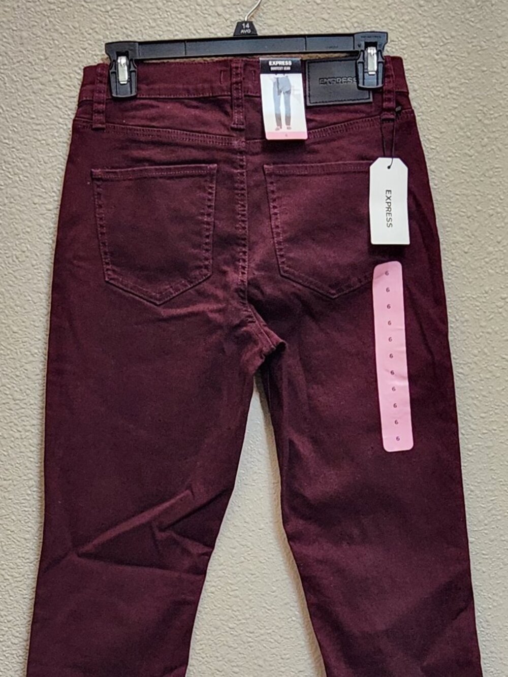 EXPRESS Bootcut Jeans Burgundy - Sz 6 - NEW NWT - Picture 3 of 5